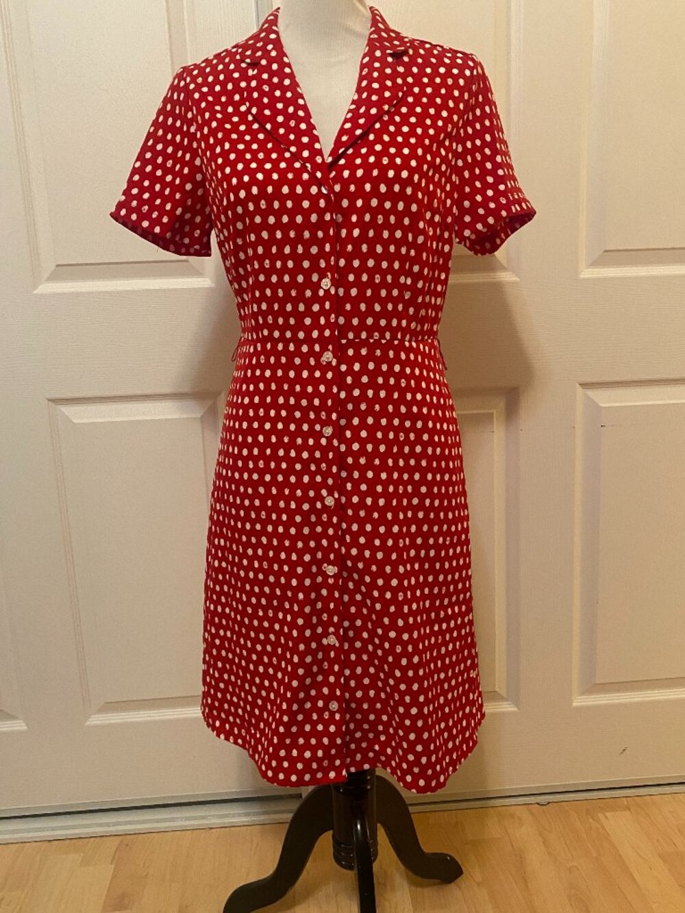 Vintage inspired red polka dot shirt mini dress size Medium A New Day Brand